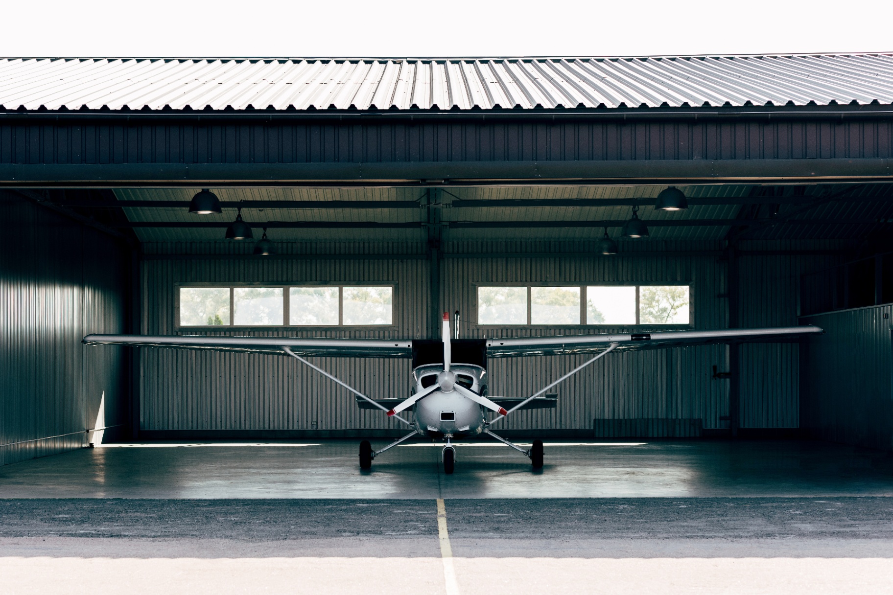 Aircraft in private hangar